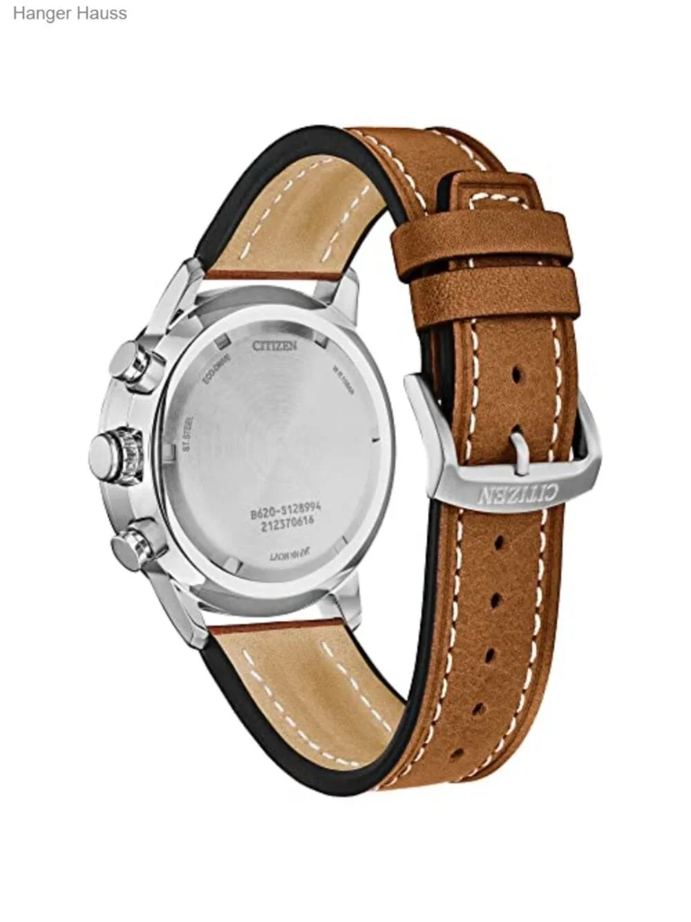 Men's Eco-Drive Chronograph Field Watch with Leather Strap and Stainless Steel